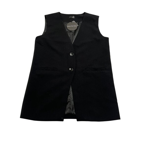 White Fox A Love Like That Longline Vest in Black - Picture 1 of 3